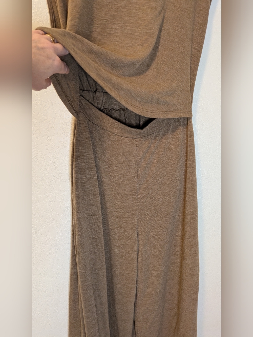 Bucket List Open Front Wide-Leg Knit Jumpsuit in Brown - Picture 10 of 13